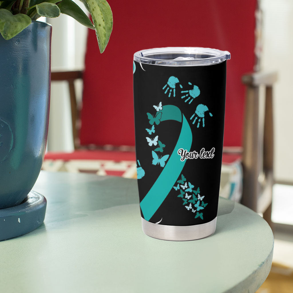 Australia Ovarian Cancer Support Personalised Tumbler Cup Aboriginal Ribbon Dot Painting