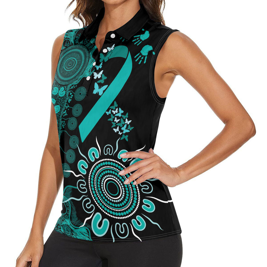 Australia Ovarian Cancer Support Personalised Women Sleeveless Polo Shirt Aboriginal Ribbon Dot Painting