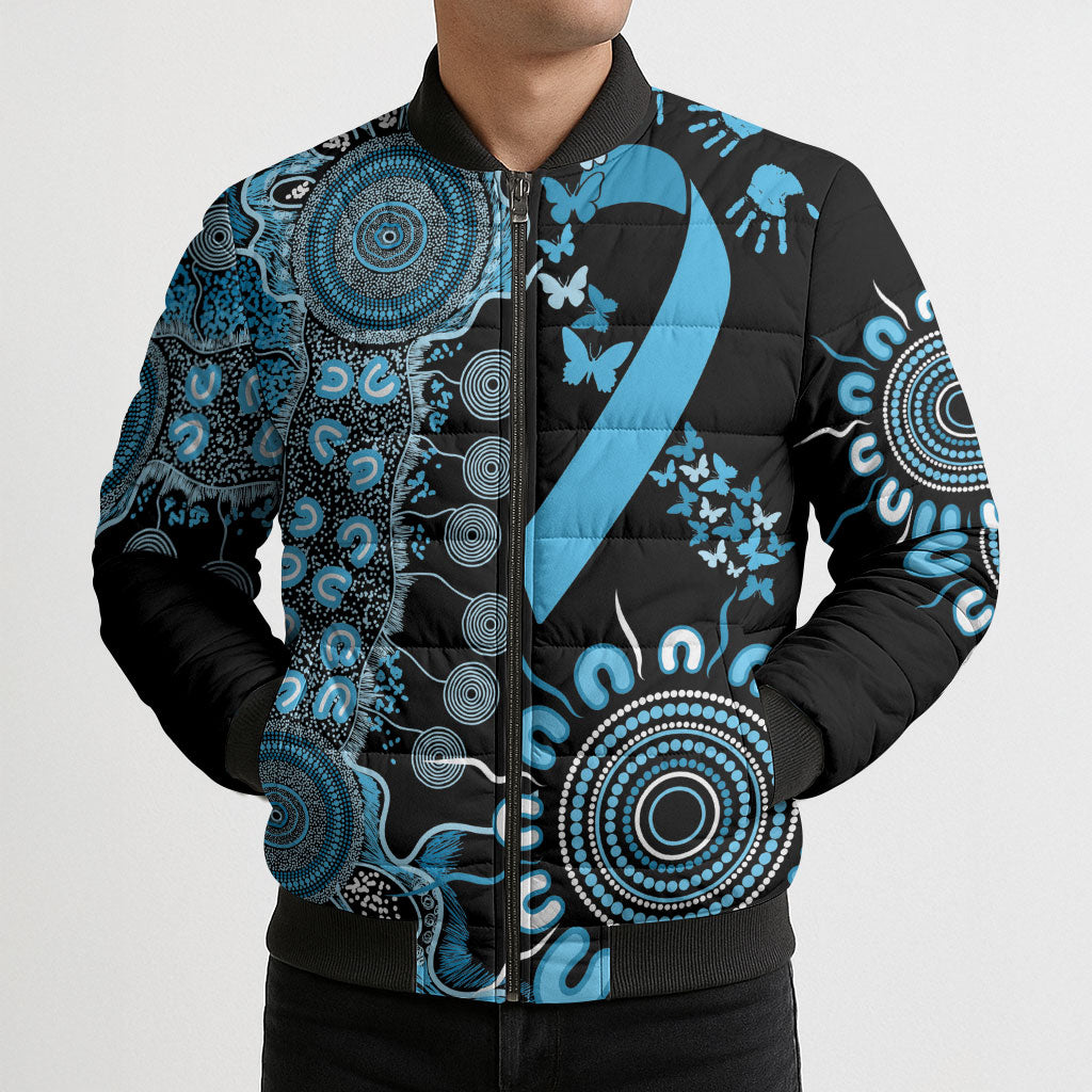 Australia Prostate Cancer Support Personalised Bomber Puffer Jacket Aboriginal Ribbon Dot Painting
