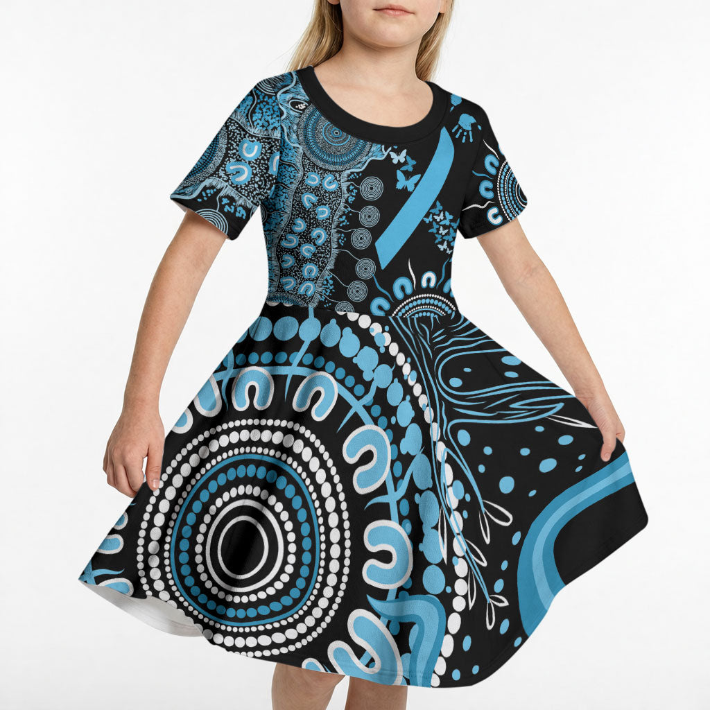 Australia Prostate Cancer Support Personalised Kid Short Sleeve Dress Aboriginal Ribbon Dot Painting