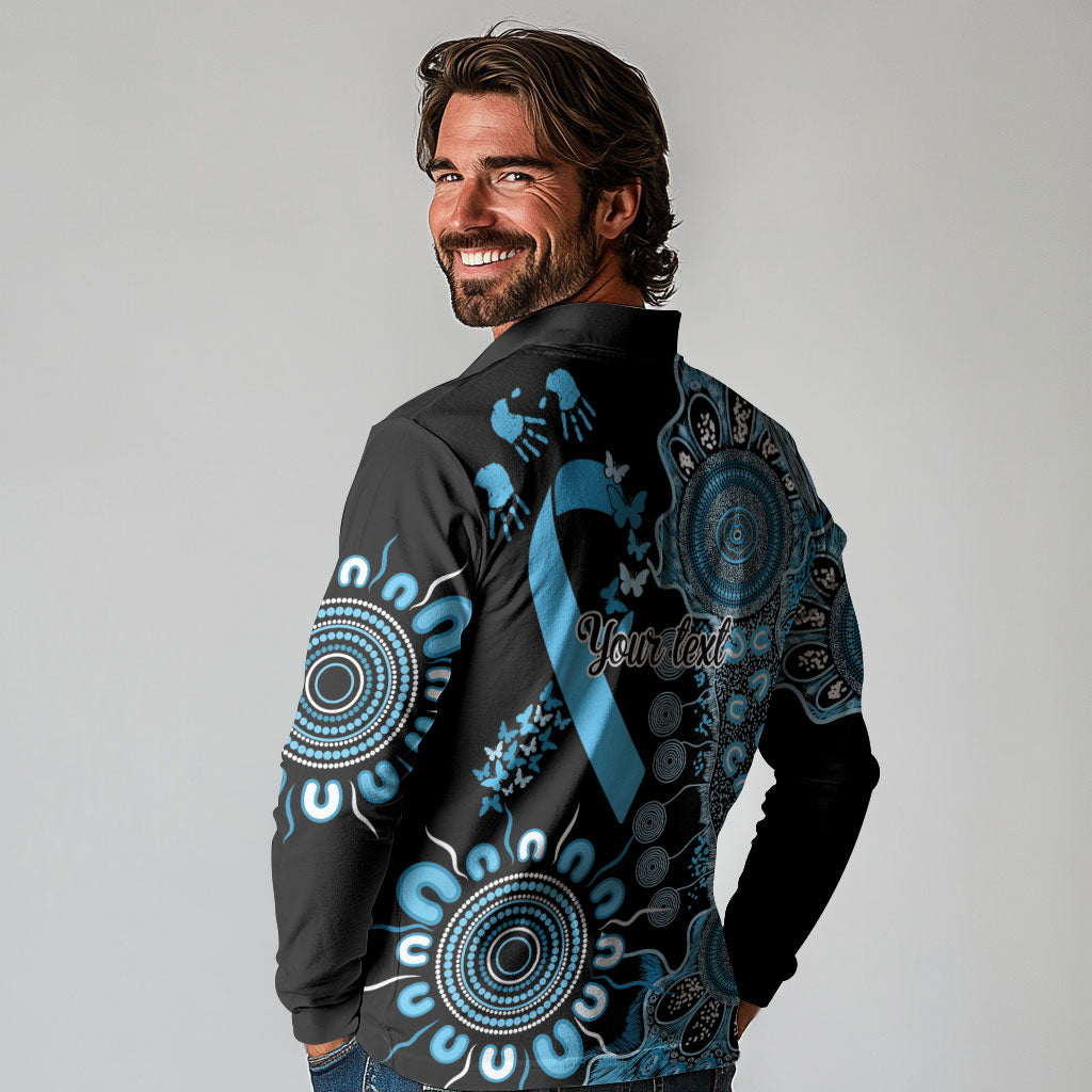 Australia Prostate Cancer Support Personalised Long Sleeve Polo Shirt Aboriginal Ribbon Dot Painting