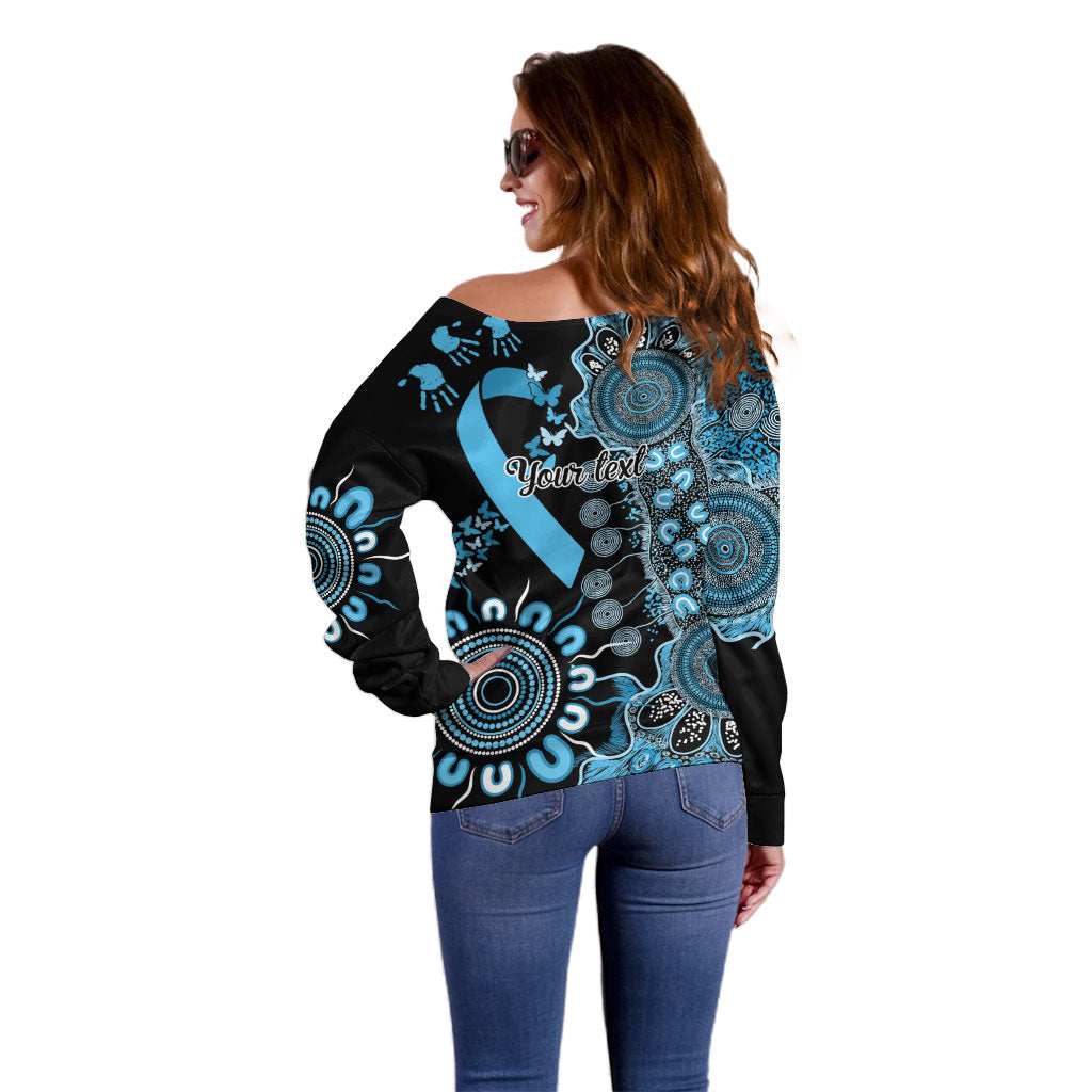 Australia Prostate Cancer Support Personalised Off Shoulder Sweater Aboriginal Ribbon Dot Painting