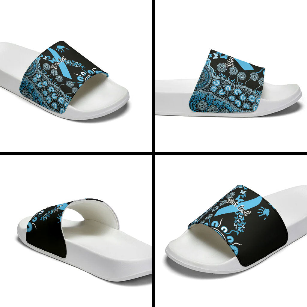 Australia Prostate Cancer Support Personalised Slide Sandals Aboriginal Ribbon Dot Painting