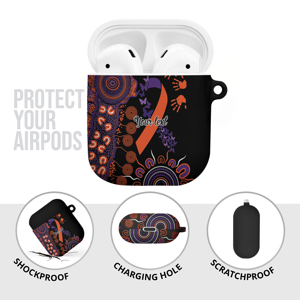 Australia Psoriasis Support Personalised AirPods Case Aboriginal Ribbon Dot Painting