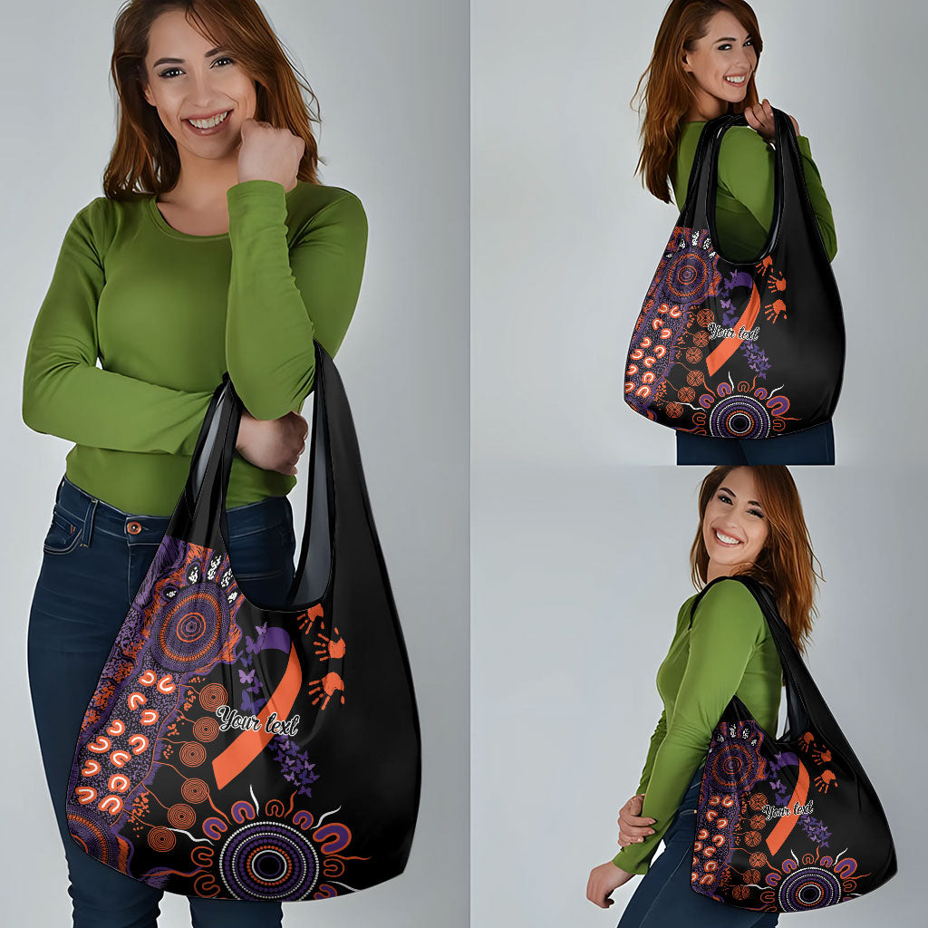Australia Psoriasis Support Personalised Grocery Bag Aboriginal Ribbon Dot Painting