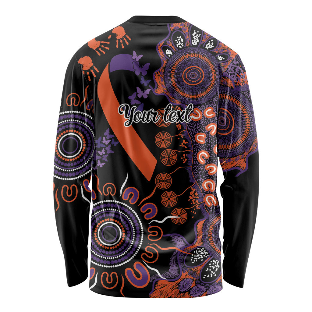 Australia Psoriasis Support Personalised Long Sleeve Shirt Aboriginal Ribbon Dot Painting
