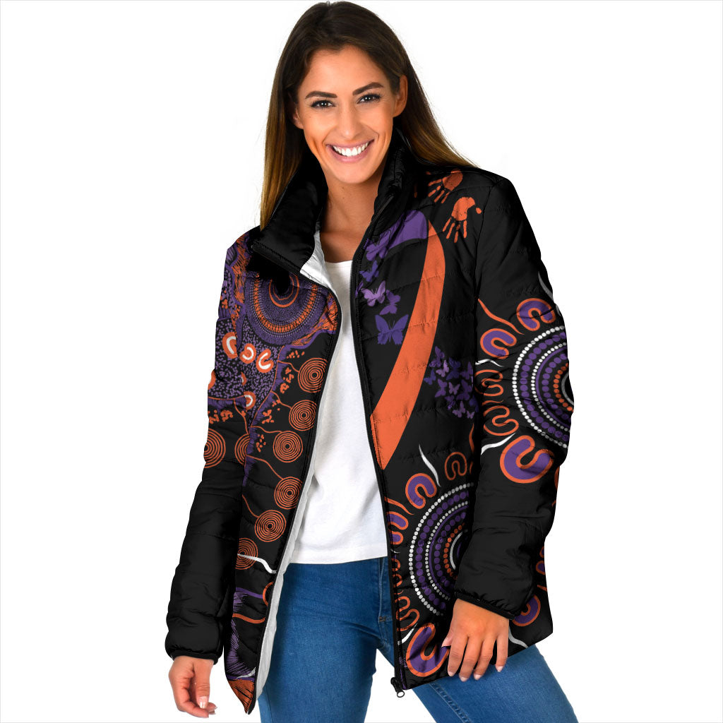 Australia Psoriasis Support Personalised Padded Jacket Aboriginal Ribbon Dot Painting