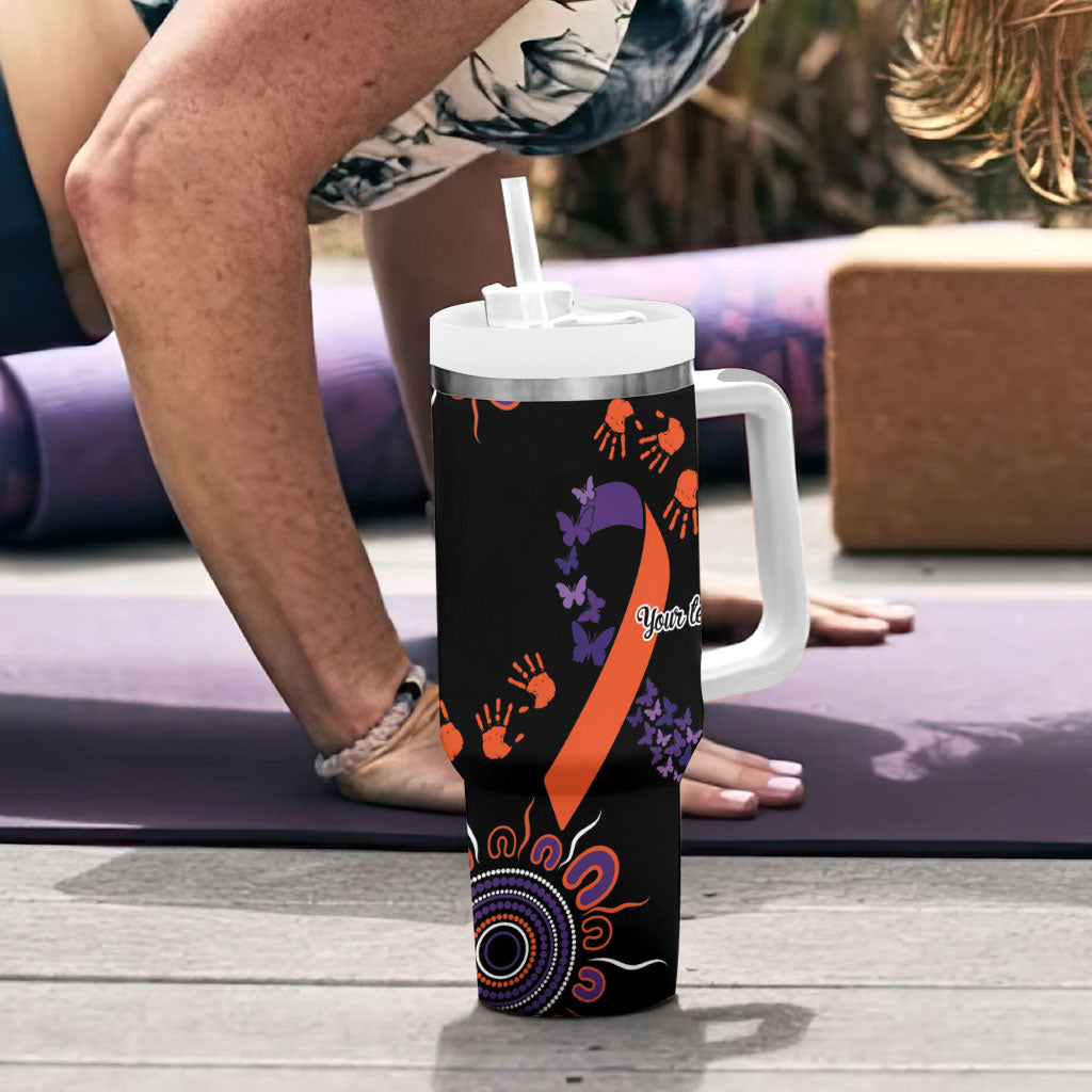 Australia Psoriasis Support Personalised Tumbler With Handle Aboriginal Ribbon Dot Painting