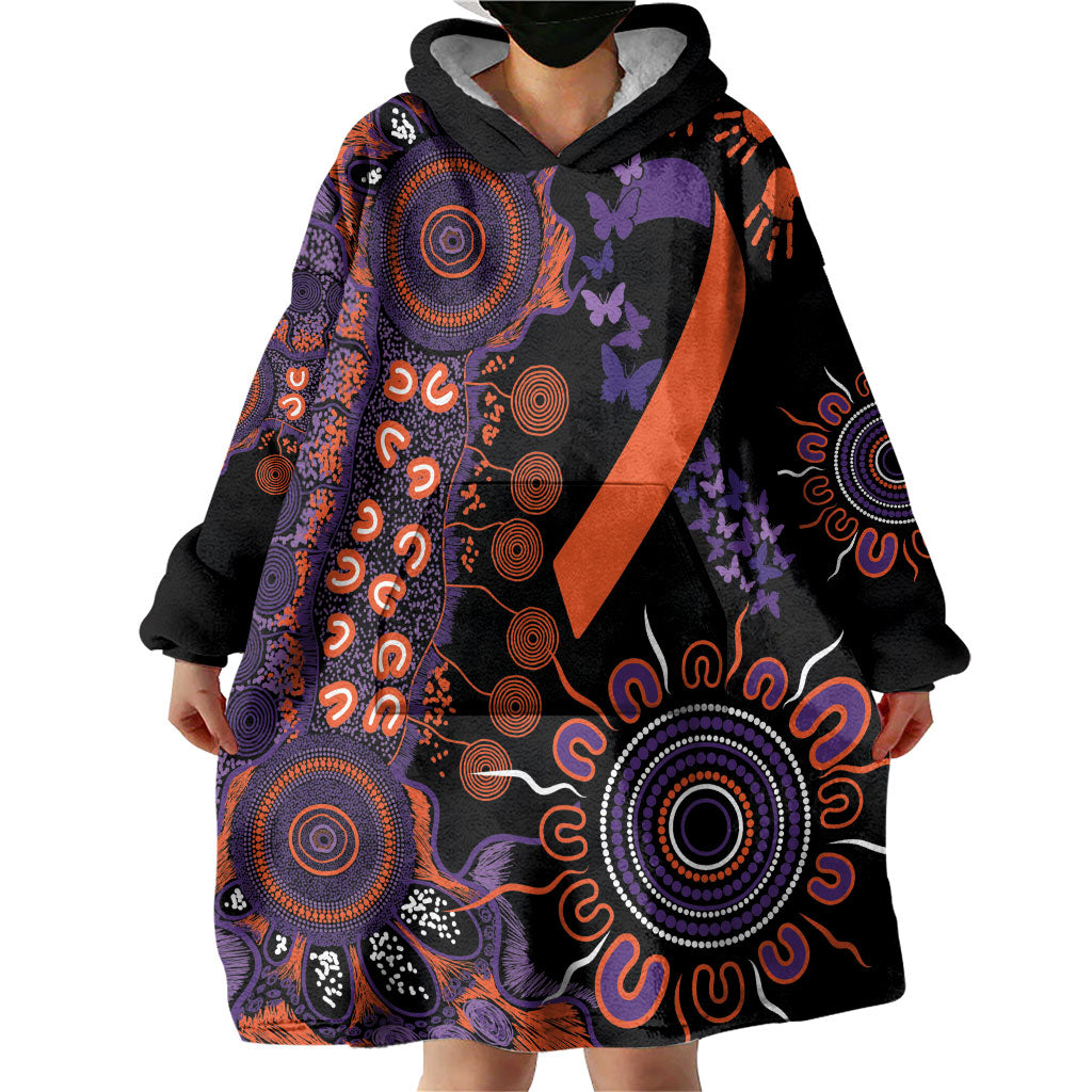 Australia Psoriasis Support Personalised Wearable Blanket Hoodie Aboriginal Ribbon Dot Painting