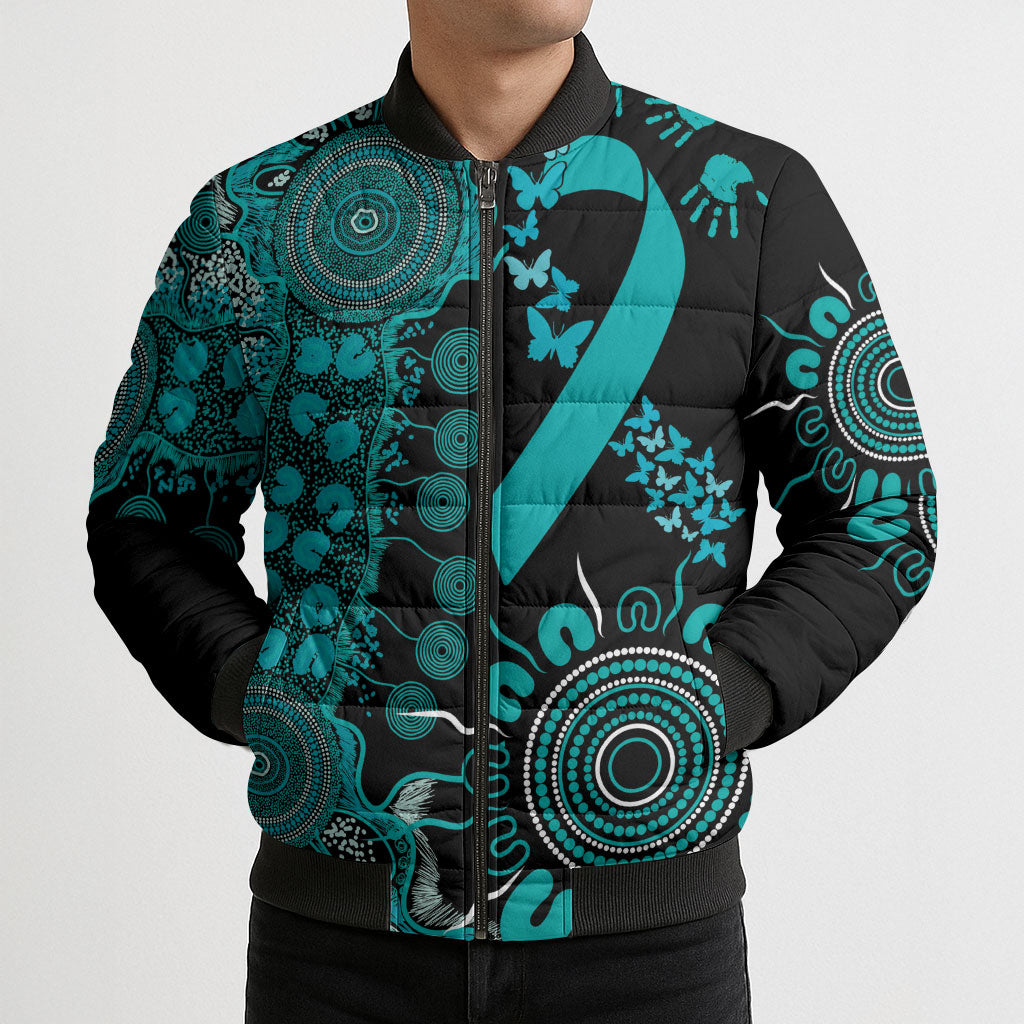 Australia PTSD Support Healing From Trauma Personalised Bomber Puffer Jacket Aboriginal Ribbon Dot Painting
