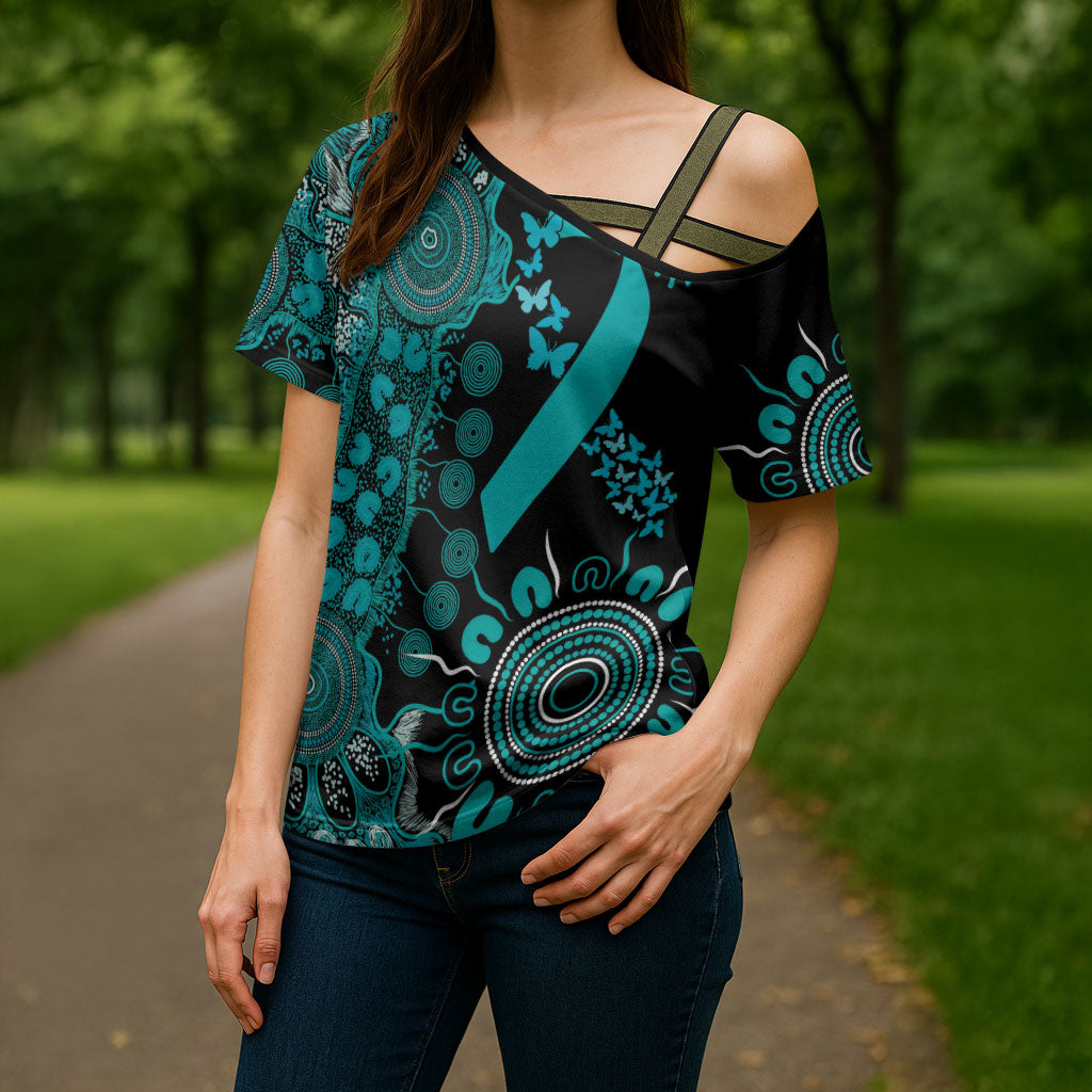 Australia PTSD Support Healing From Trauma Personalised Cross Shoulder Shirt Aboriginal Ribbon Dot Painting