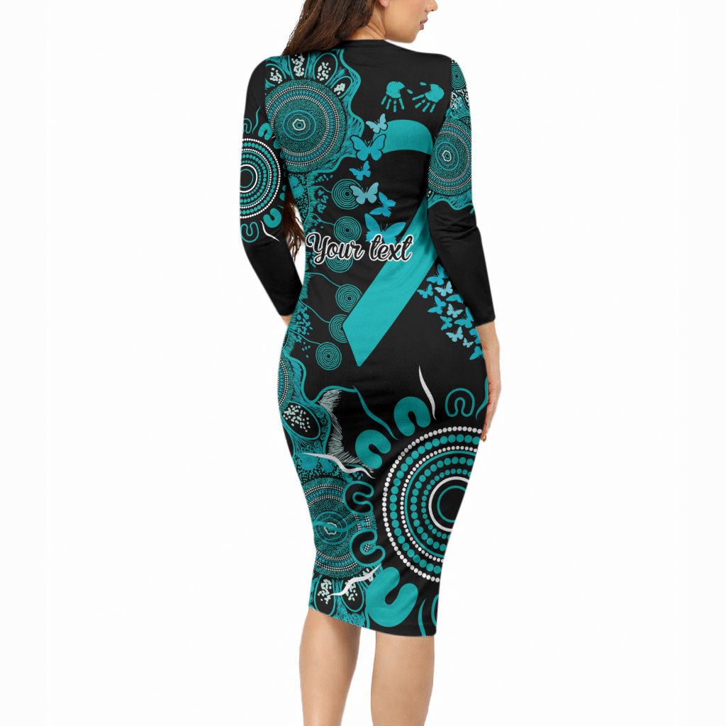 Australia PTSD Support Healing From Trauma Personalised Long Sleeve Bodycon Dress Aboriginal Ribbon Dot Painting