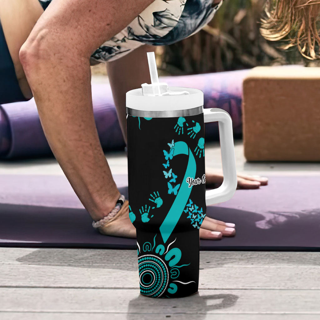Australia PTSD Support Healing From Trauma Personalised Tumbler With Handle Aboriginal Ribbon Dot Painting