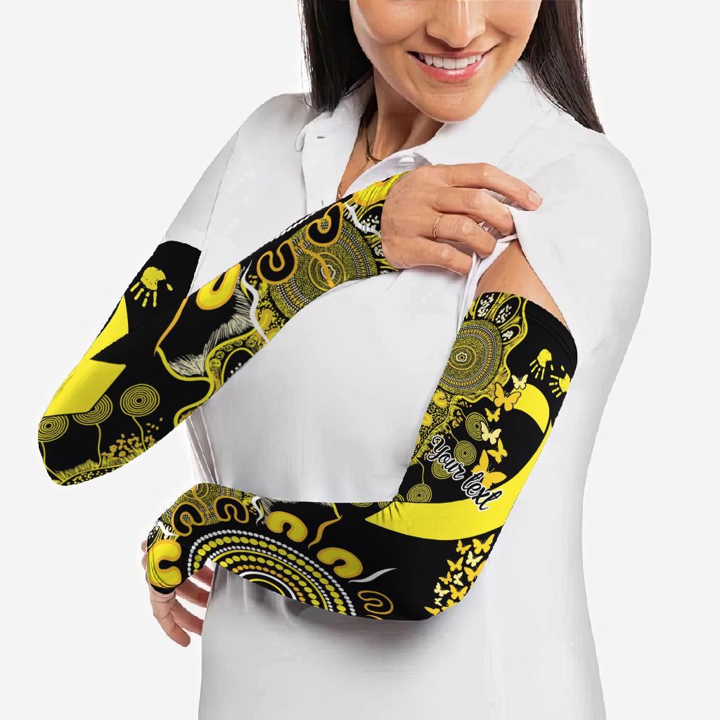 Sarcoma Support Rare Cancer Strength Personalised Arm Sleeves Aboriginal Ribbon Dot Painting