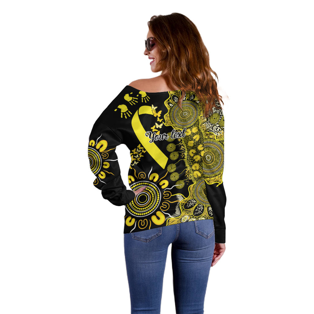 Sarcoma Support Rare Cancer Strength Personalised Off Shoulder Sweater Aboriginal Ribbon Dot Painting