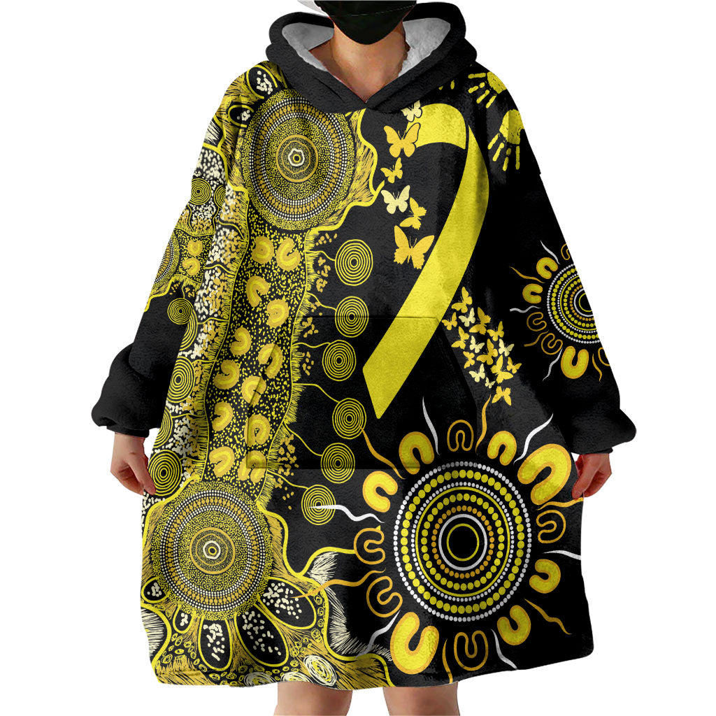 Sarcoma Support Rare Cancer Strength Personalised Wearable Blanket Hoodie Aboriginal Ribbon Dot Painting