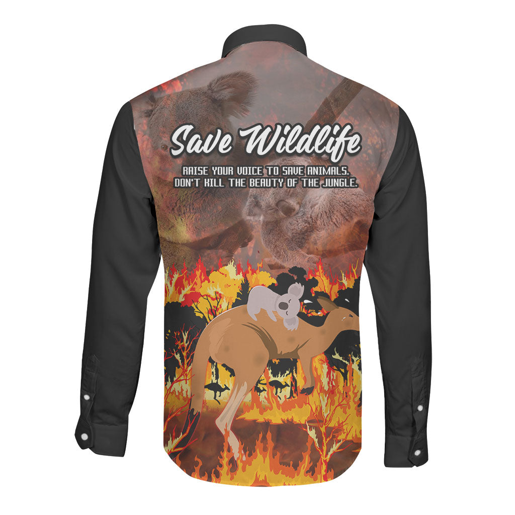 Save Wildlife Australia Long Sleeve Button Shirt Australia Bushfire Recovery Wildlife Support