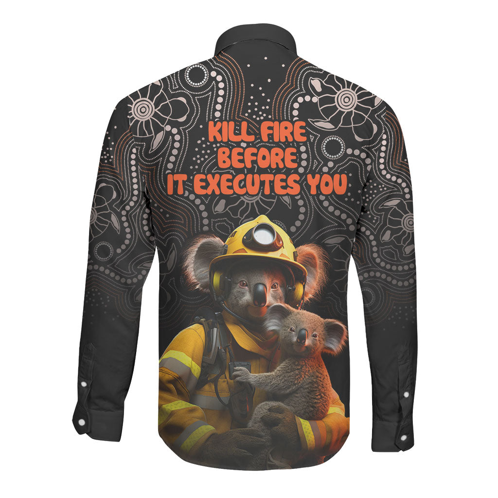 Paws For Australia Long Sleeve Button Shirt Bushfire Wildlife Support Indigenous Aboriginal