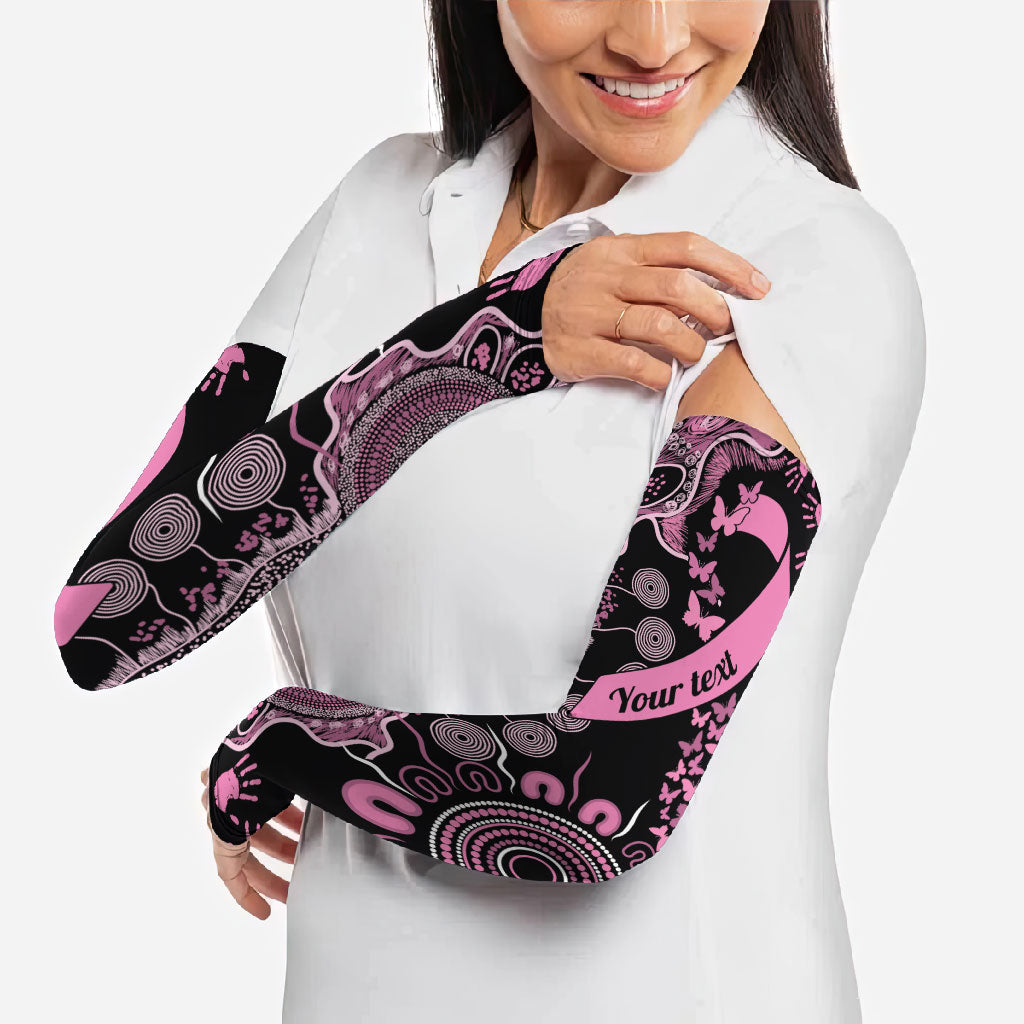 Personalised Aboriginal Pink Ribbons Arm Sleeves Beautiful Butterflies Breast Cancer Support