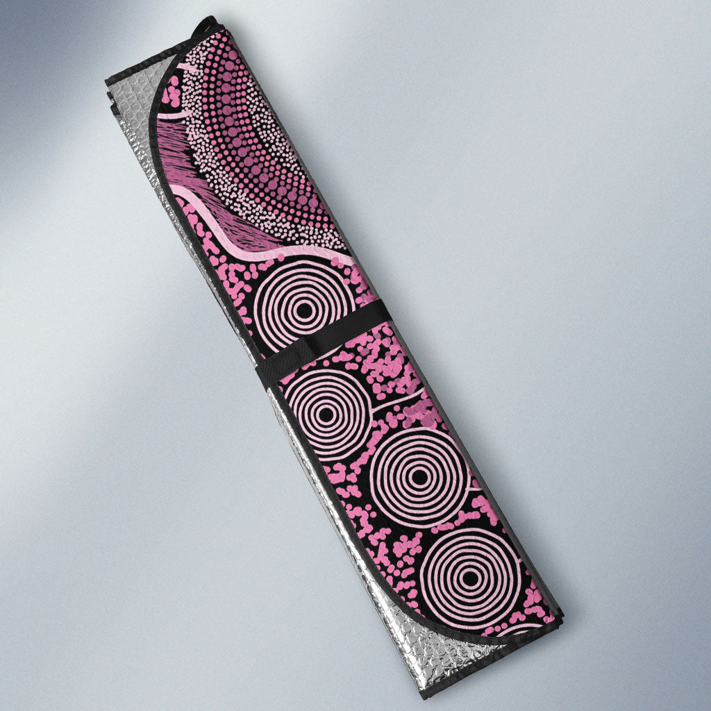 Personalised Aboriginal Pink Ribbons Auto Sun Shade Beautiful Butterflies Breast Cancer Support