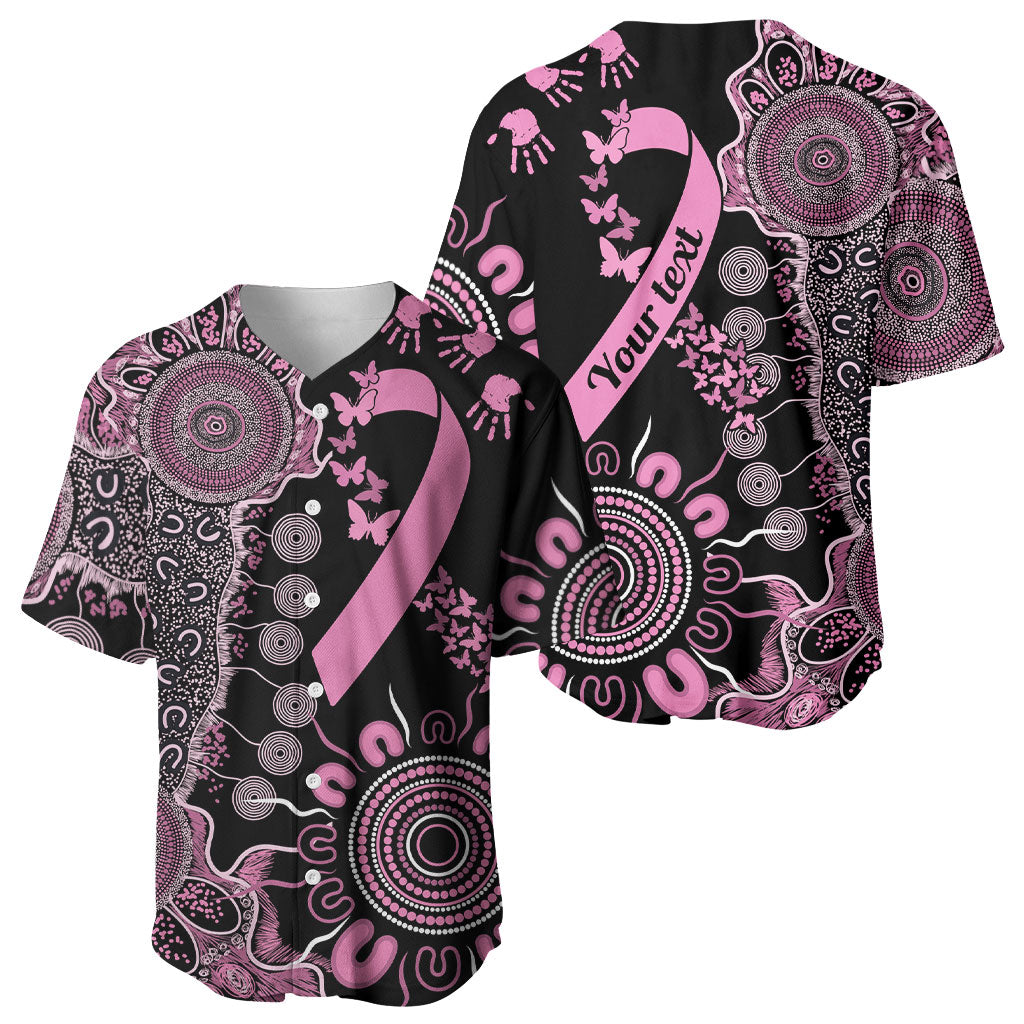 Personalised Aboriginal Pink Ribbons Baseball Jersey Beautiful Butterflies Breast Cancer Support