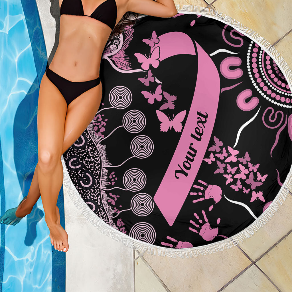 Personalised Aboriginal Pink Ribbons Beach Blanket Beautiful Butterflies Breast Cancer Support