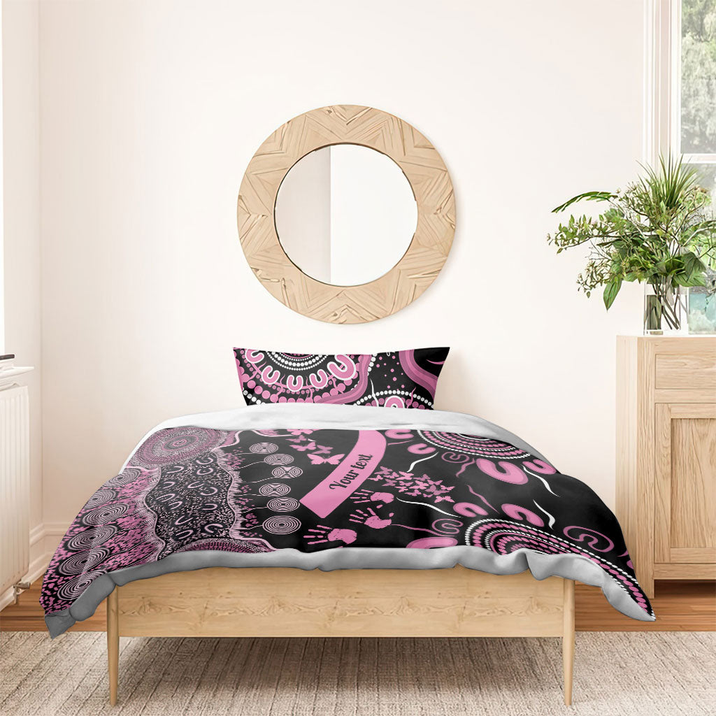 Personalised Aboriginal Pink Ribbons Bedding Set Beautiful Butterflies Breast Cancer Support