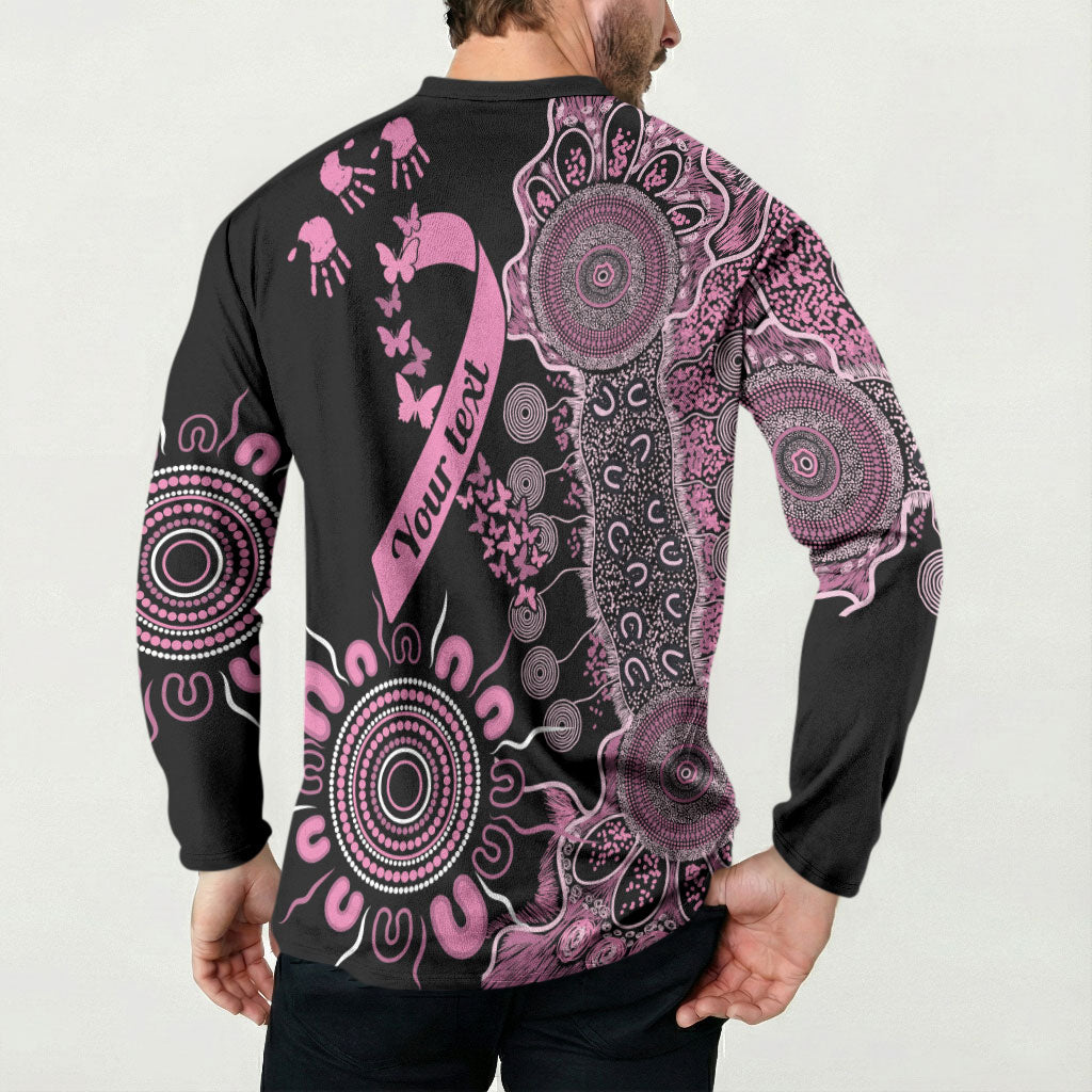 Personalised Aboriginal Pink Ribbons Button Sweatshirt Beautiful Butterflies Breast Cancer Support