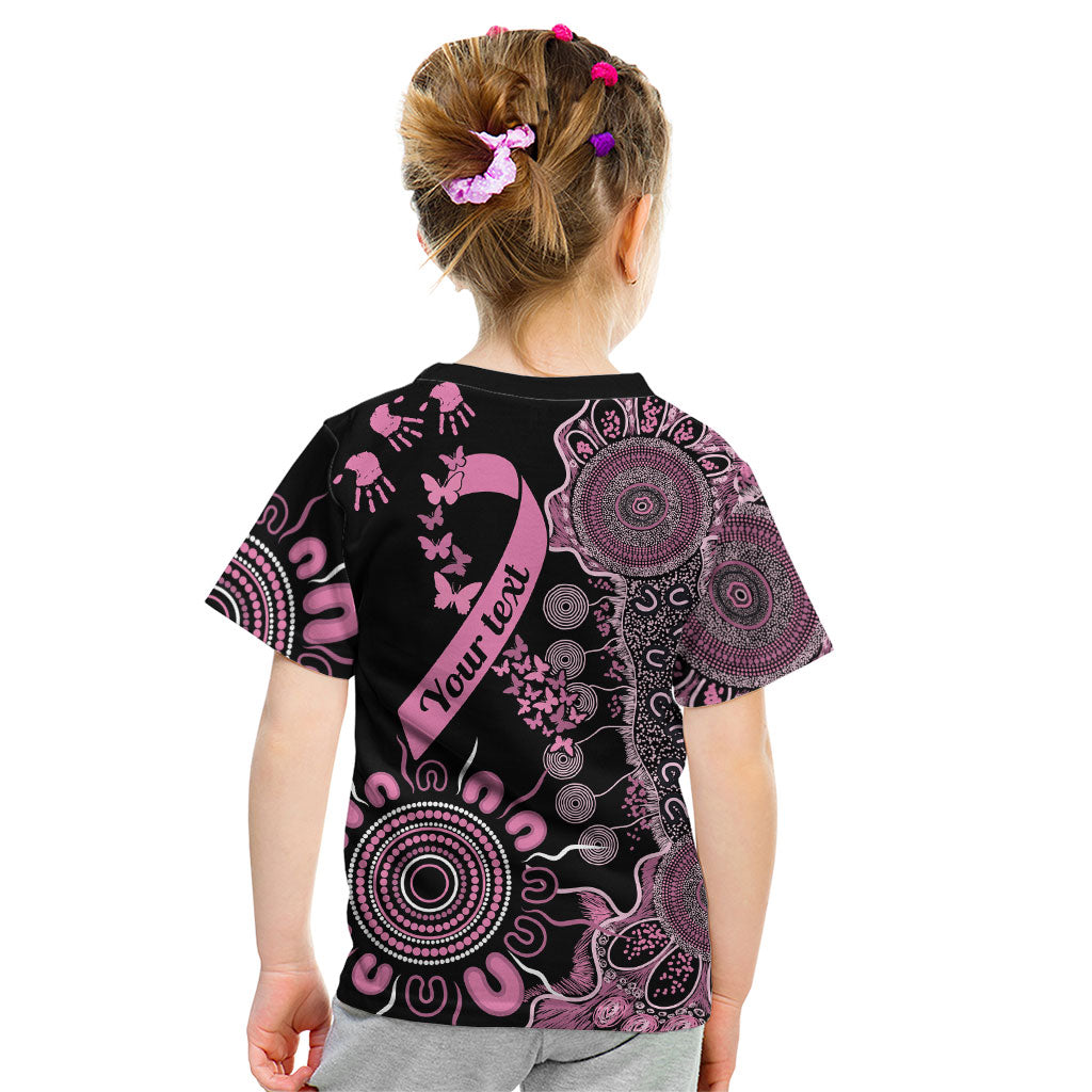 Personalised Aboriginal Pink Ribbons Kid T Shirt Beautiful Butterflies Breast Cancer Support