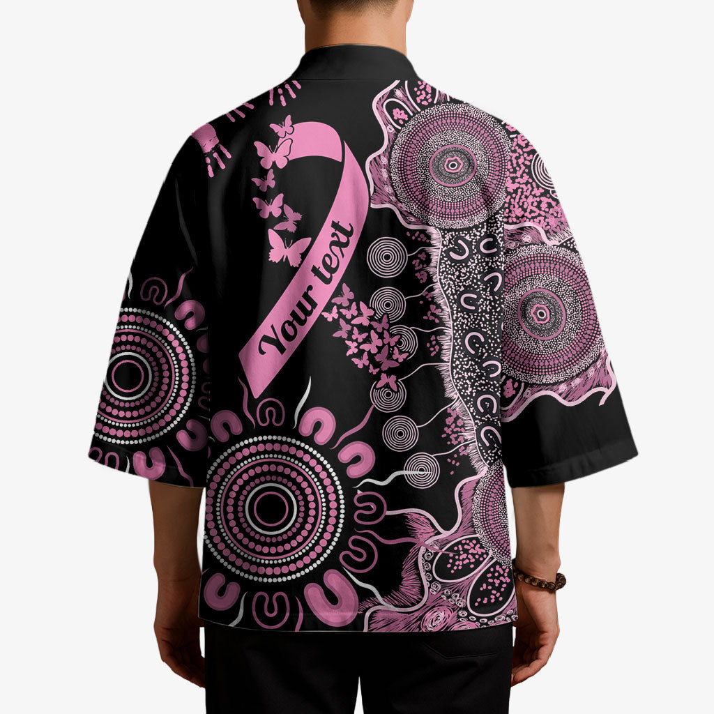 Personalised Aboriginal Pink Ribbons Kimono Beautiful Butterflies Breast Cancer Support