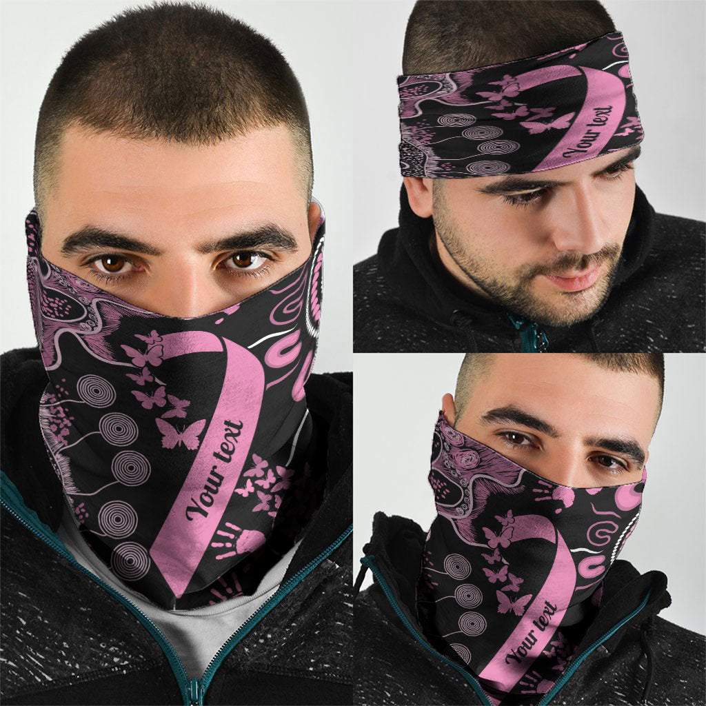 Personalised Aboriginal Pink Ribbons Neck Gaiter Beautiful Butterflies Breast Cancer Support