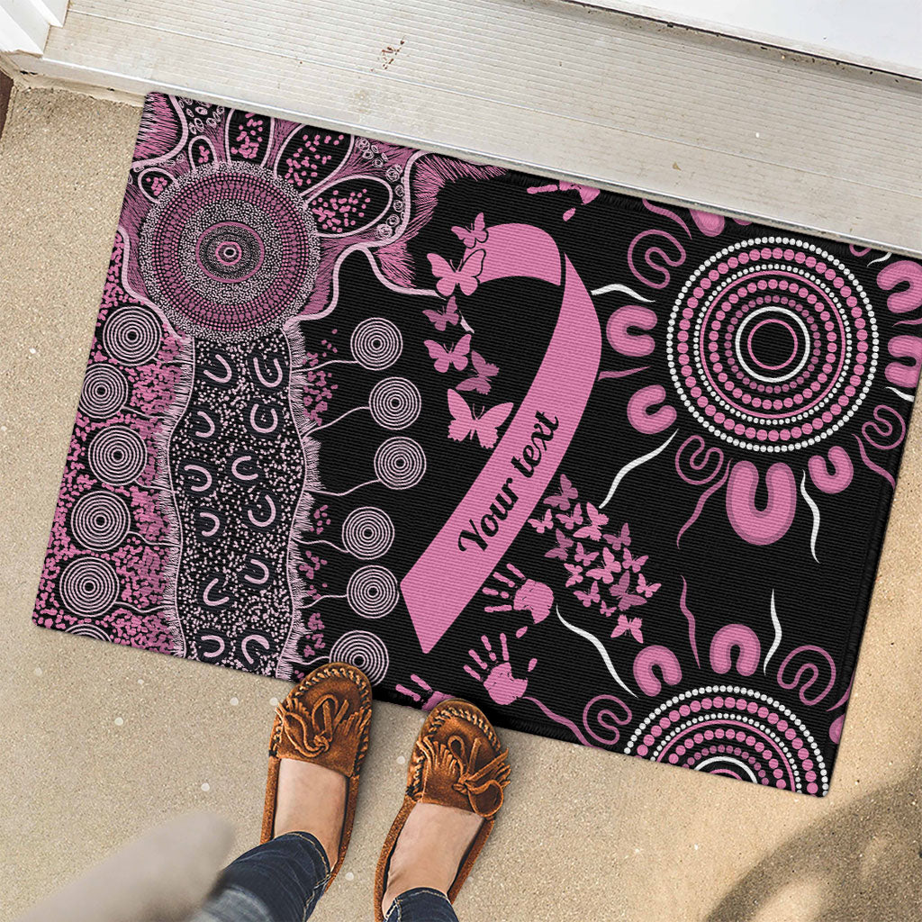 Personalised Aboriginal Pink Ribbons Rubber Doormat Beautiful Butterflies Breast Cancer Support