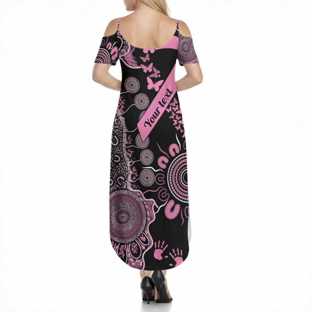 Personalised Aboriginal Pink Ribbons Summer Maxi Dress Beautiful Butterflies Breast Cancer Support