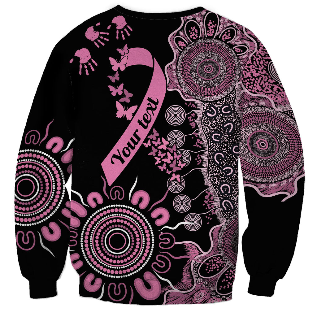 Personalised Aboriginal Pink Ribbons Sweatshirt Beautiful Butterflies Breast Cancer Support