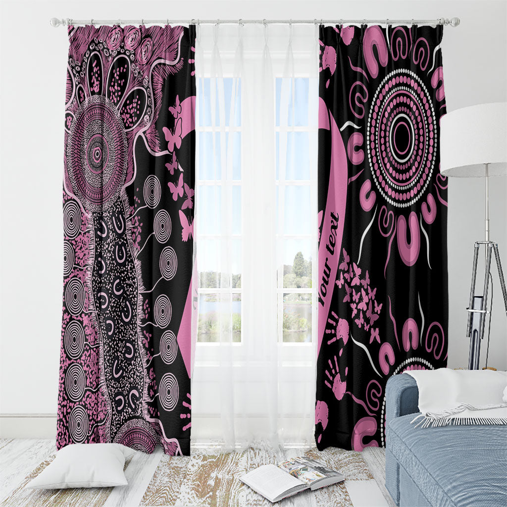 Personalised Aboriginal Pink Ribbons Window Curtain Beautiful Butterflies Breast Cancer Support