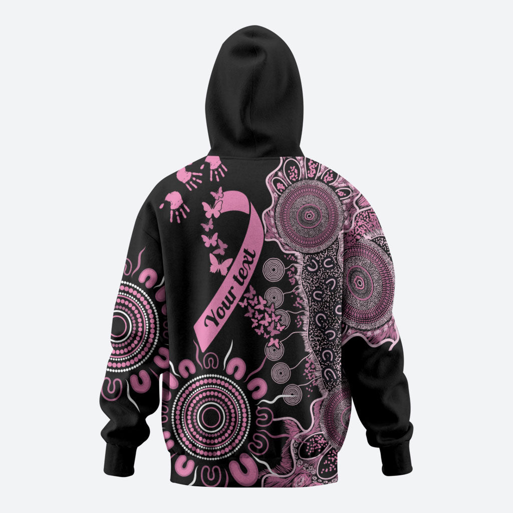 Personalised Aboriginal Pink Ribbons Zip Hoodie Beautiful Butterflies Breast Cancer Support