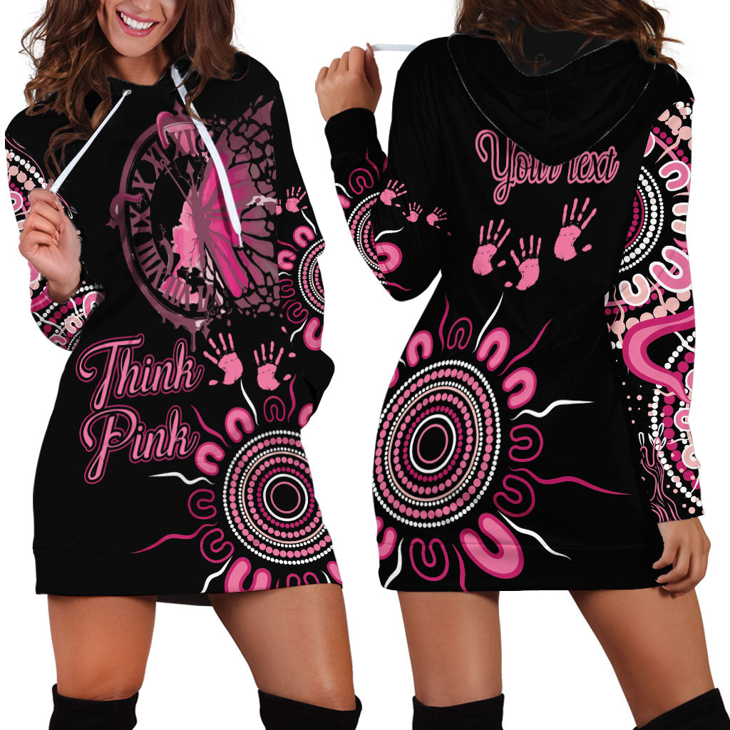 Personalised Aboriginal Pink Ribbons Hoodie Dress Think Pink Butterfly Art Wall Clock Breast Cancer Support