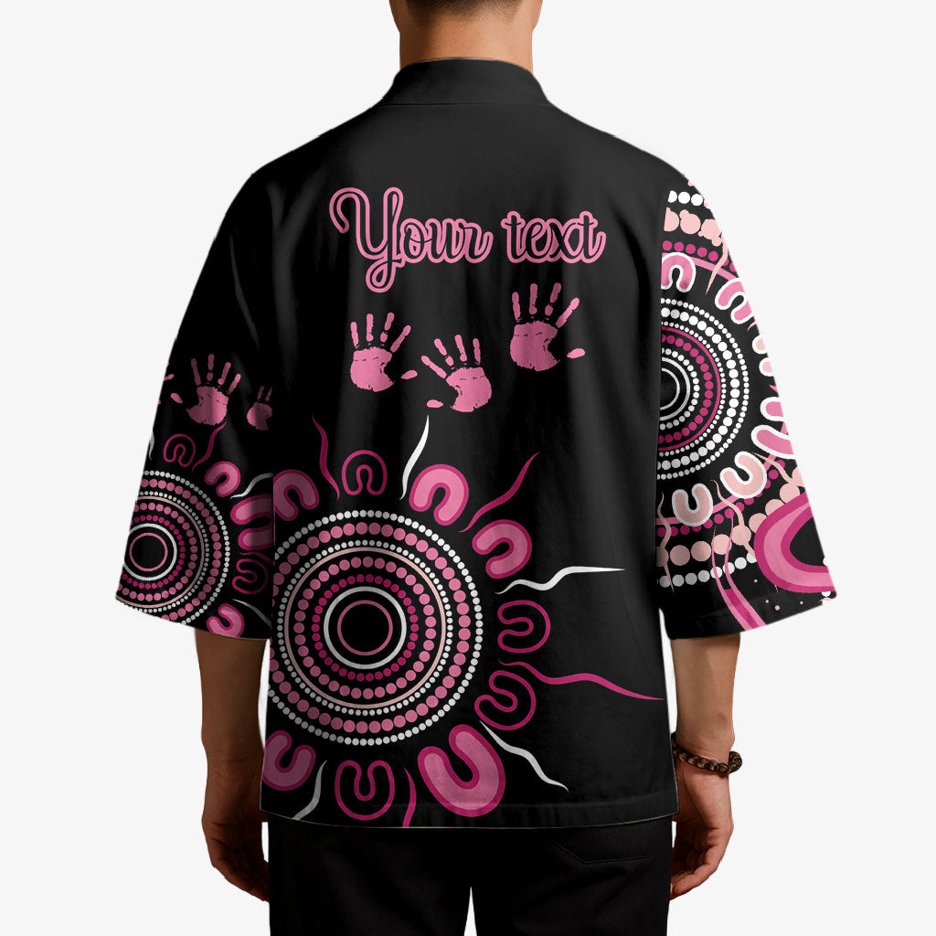 Personalised Aboriginal Pink Ribbons Kimono Think Pink Butterfly Art Wall Clock Breast Cancer Support