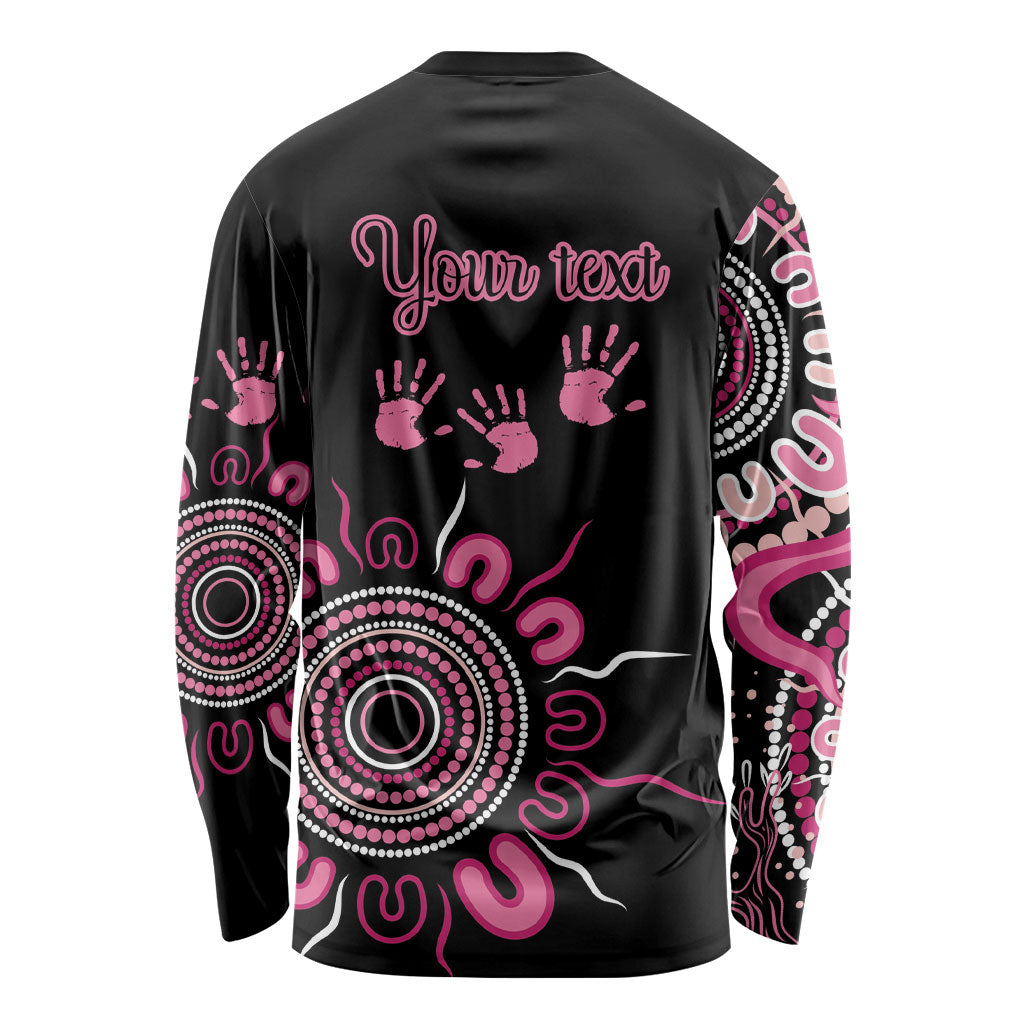 Personalised Aboriginal Pink Ribbons Long Sleeve Shirt Think Pink Butterfly Art Wall Clock Breast Cancer Support
