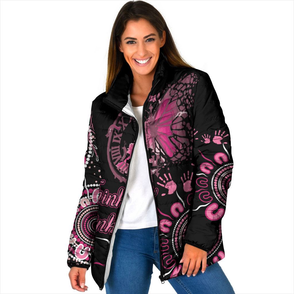 Personalised Aboriginal Pink Ribbons Padded Jacket Think Pink Butterfly Art Wall Clock Breast Cancer Support