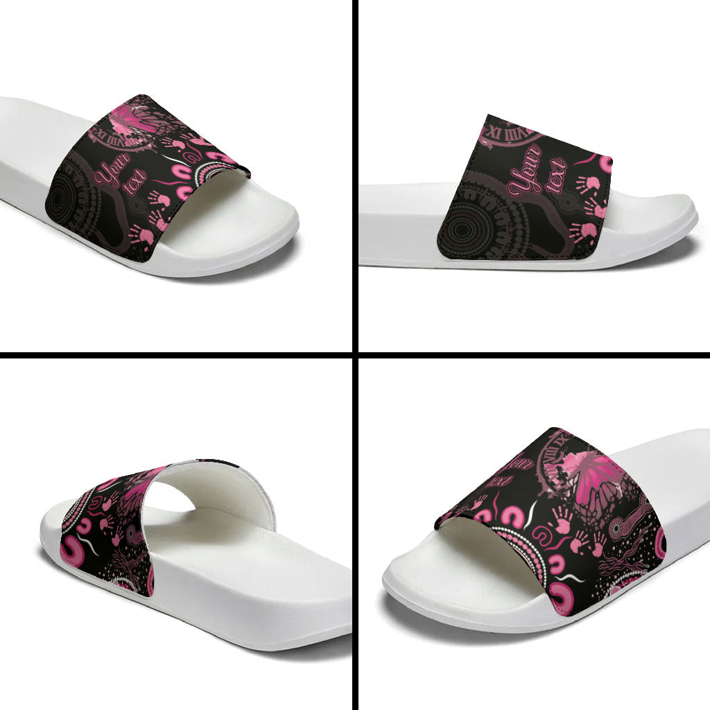 Personalised Aboriginal Pink Ribbons Slide Sandals Think Pink Butterfly Art Wall Clock Breast Cancer Support