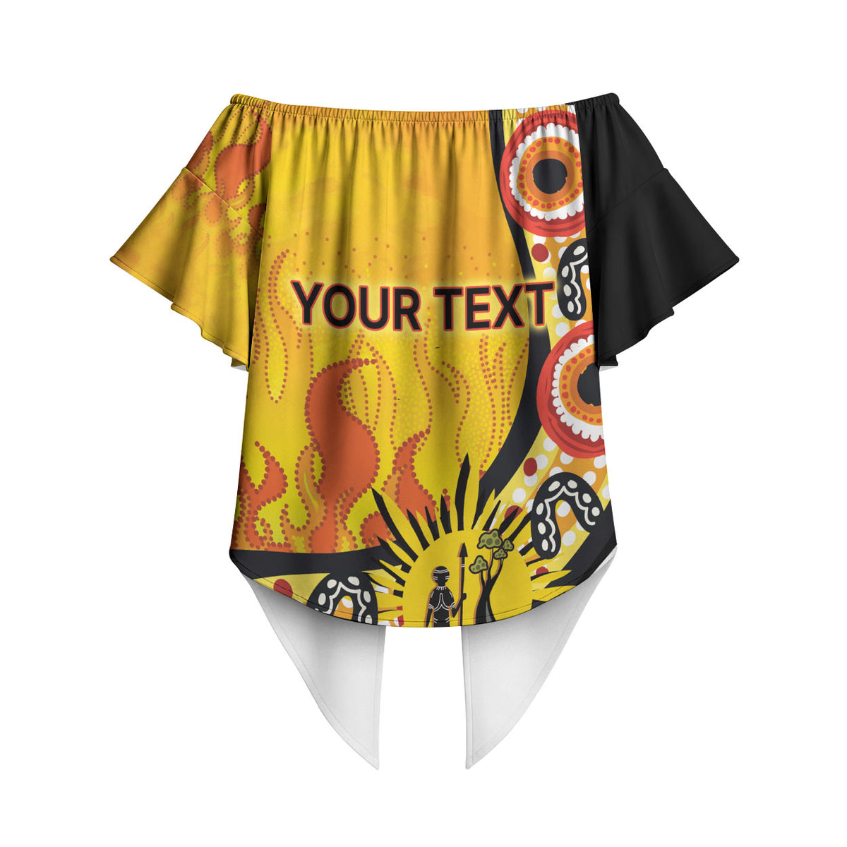 Australia Bushfire Aboriginal Personalised Off Shoulder Wrap Waist Top Bush Fire Dreaming