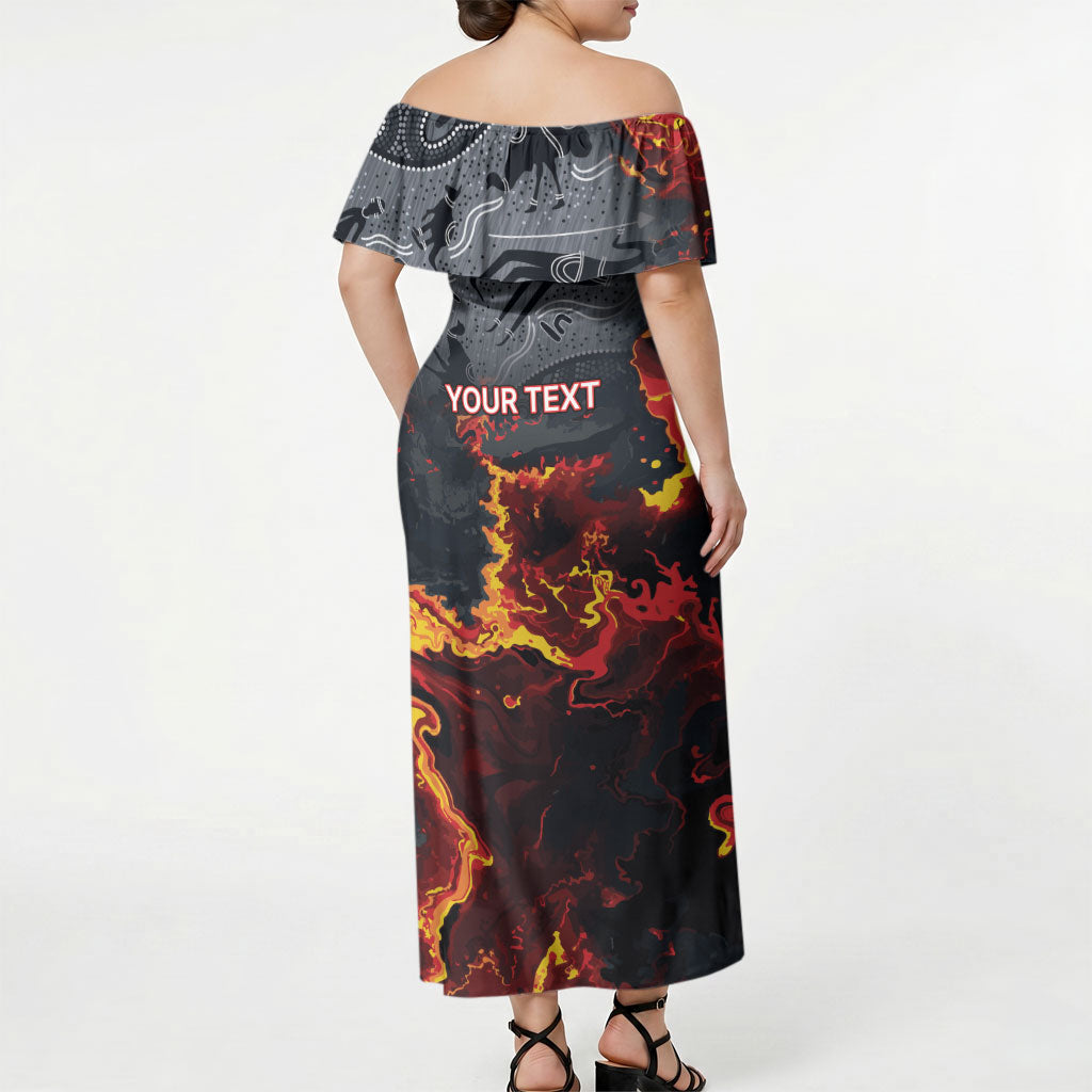 Australia Bushfire Aboriginal Personalised Off Shoulder Maxi Dress Fire Dreaming Healing Country