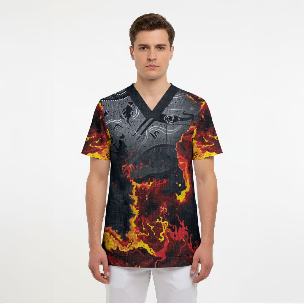 Australia Bushfire Aboriginal Personalised Scrub Top Fire Dreaming Healing Country