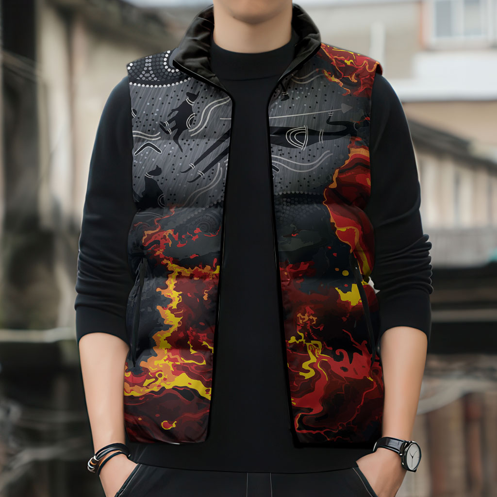 Australia Bushfire Aboriginal Personalised Sleeveless Puffer Jacket Fire Dreaming Healing Country