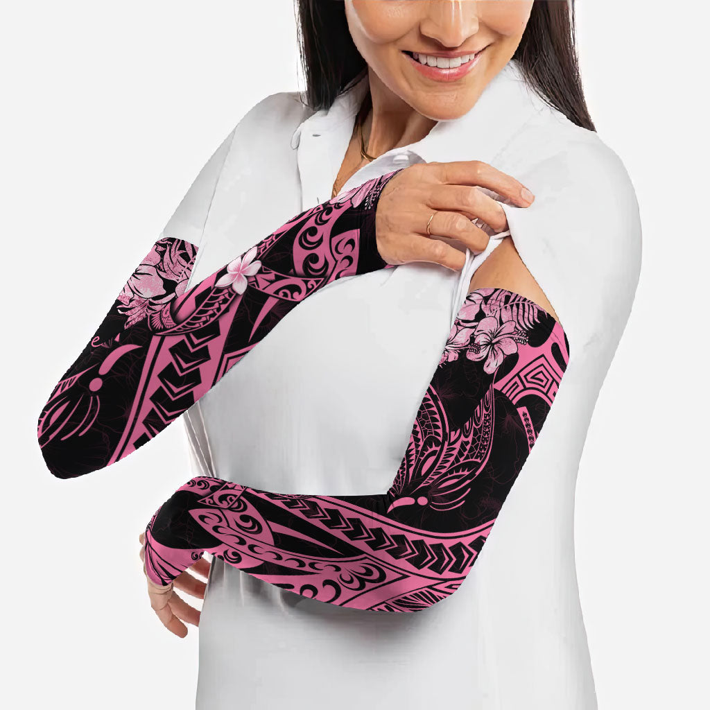 Personalised Polynesian Floral Butterfly Arm Sleeves Breast Cancer Support Pink Ribbon