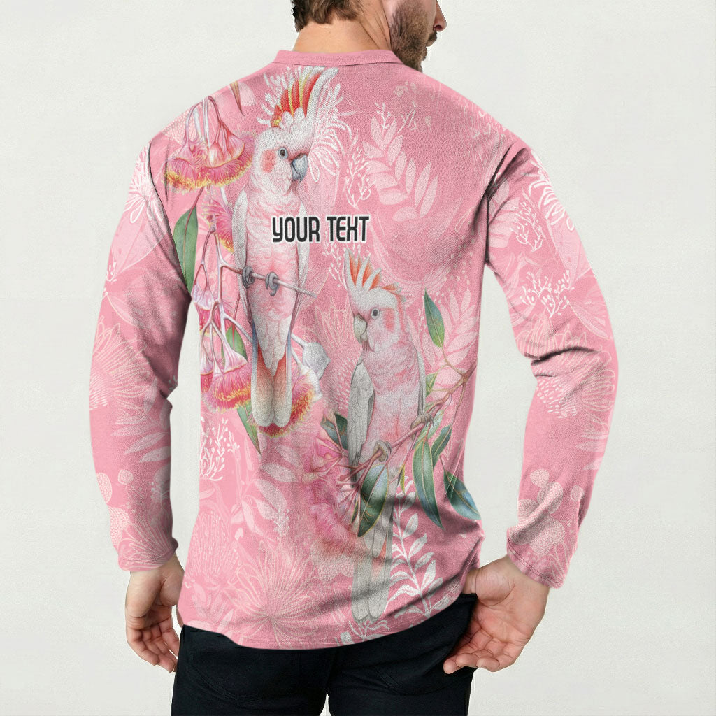 Personalised Galah Cockatoo Eucalyptus Flowers Button Sweatshirt Australian Breast Cancer Support Spirit