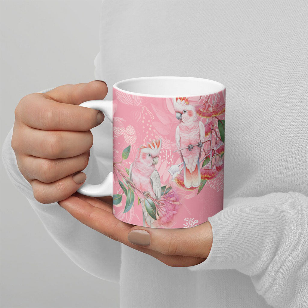 Personalised Galah Cockatoo Eucalyptus Flowers Ceramic Mug Australian Breast Cancer Support Spirit