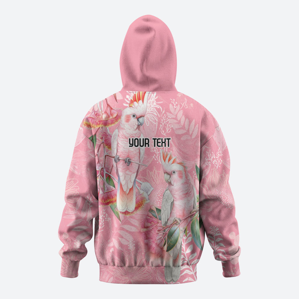 Personalised Galah Cockatoo Eucalyptus Flowers Hoodie Australian Breast Cancer Support Spirit