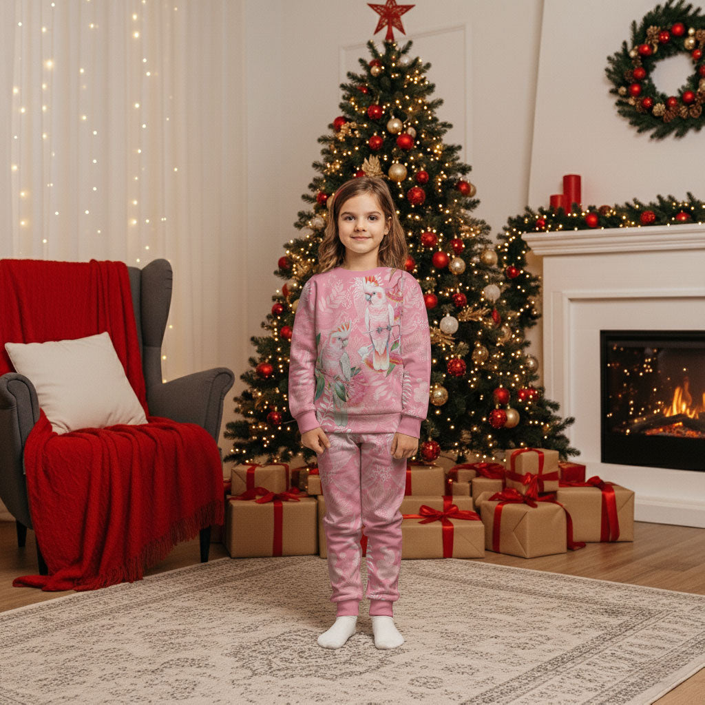 Personalised Galah Cockatoo Eucalyptus Flowers Christmas Pajama Set Australian Breast Cancer Support Spirit